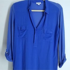 Splendid Women's Med V-Neck Roll Tab L/S Henley